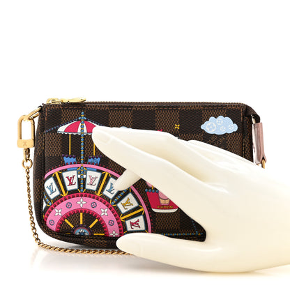 Louis Vuitton Damier Ebene 2020 Christmas Animation Big Wheel Mini Pochette Accessories Rose Ballerine 2 of 10