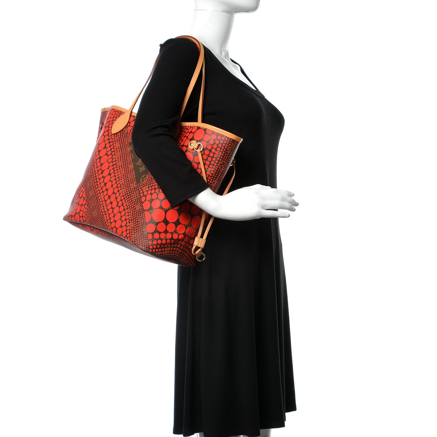 Louis Vuitton Monogram Kusama Waves Neverfull MM Red 2 of 10