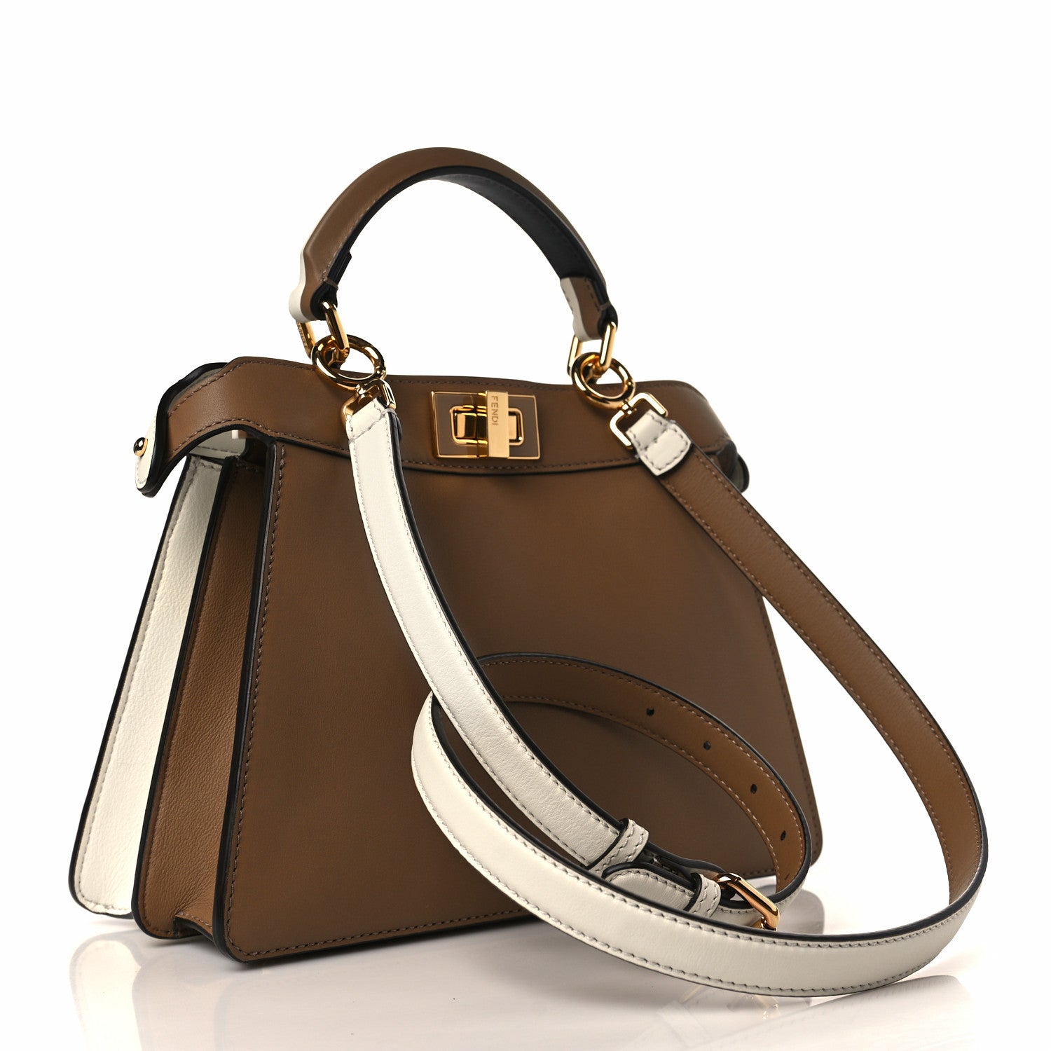 Fendi Vitello Seta Nappa Plexiglass Bi-Color Small Peekaboo I SEE U Satchel White Ice Sand 3 of 10