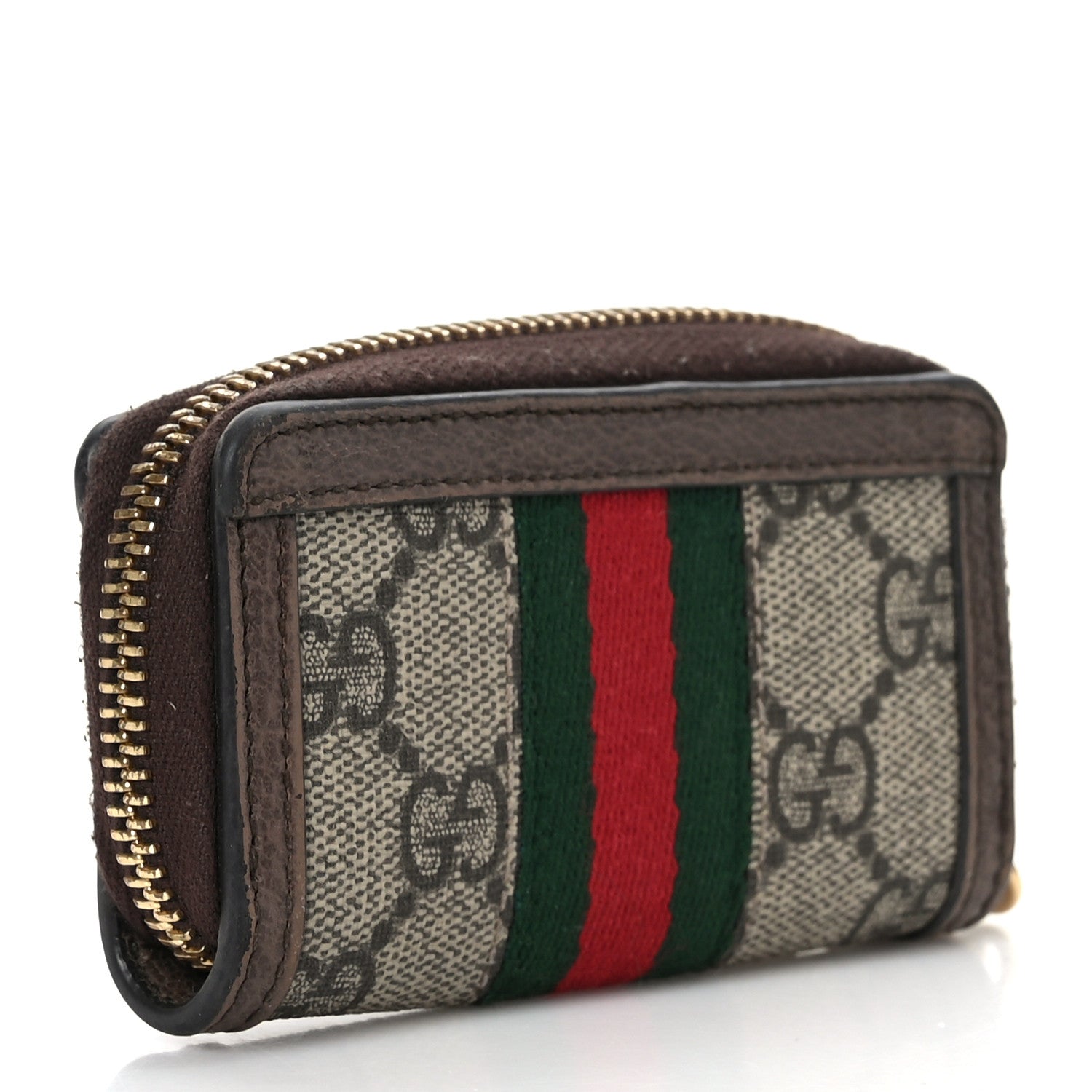 Gucci GG Supreme Monogram Web Ophidia Zip Around Key Case Beige New Acero 3 of 6