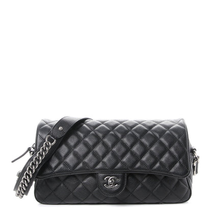 Chanel Grained Calfskin Quilted Medium Casual Rock Flap Black 1 of 8