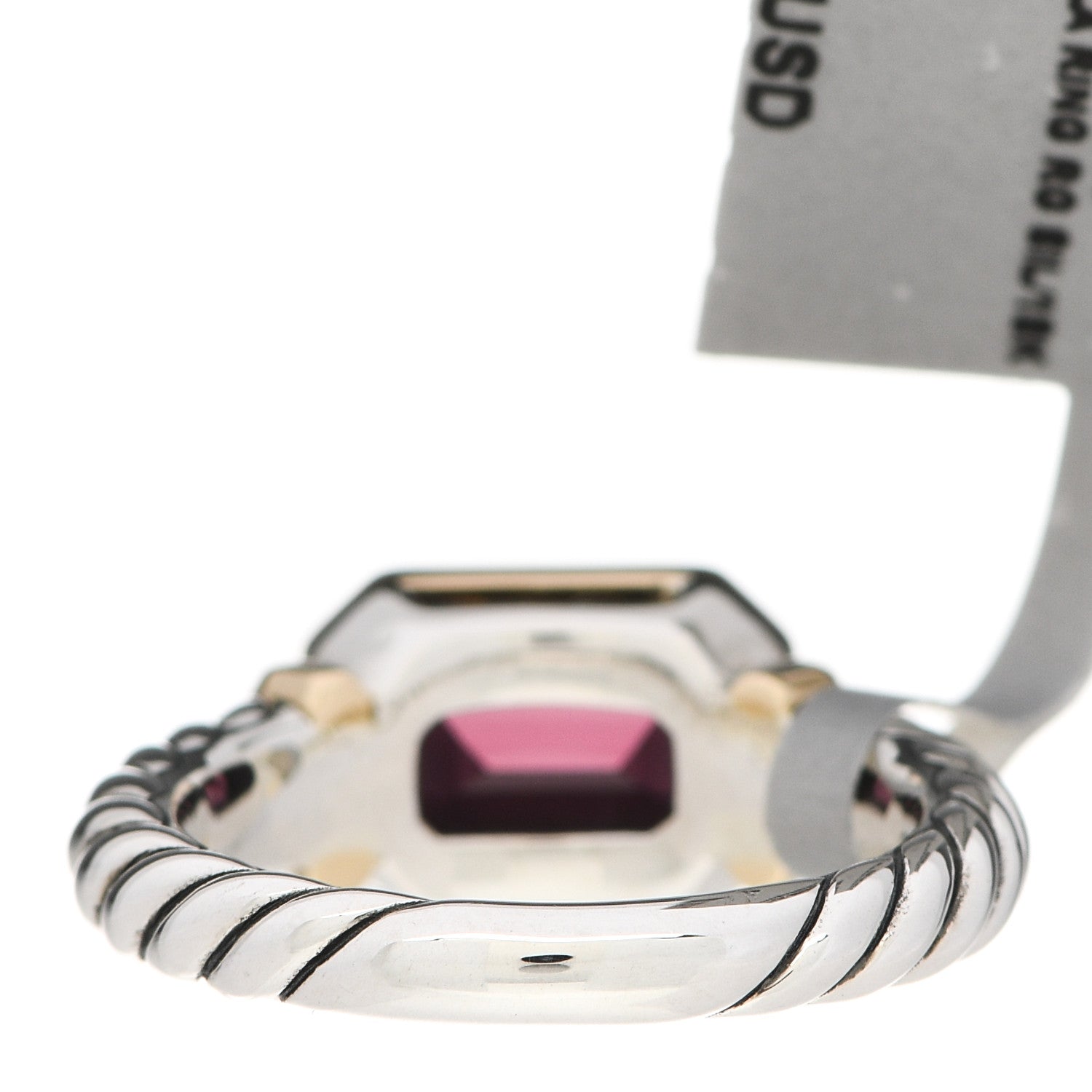David Yurman Sterling Silver 18K Yellow Gold Rhodolite Novella Ring 52 6 4 of 5