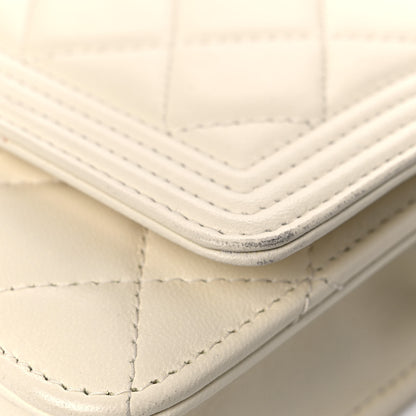 Chanel Caviar Quilted Boy Wallet On Chain WOC White 13 of 15