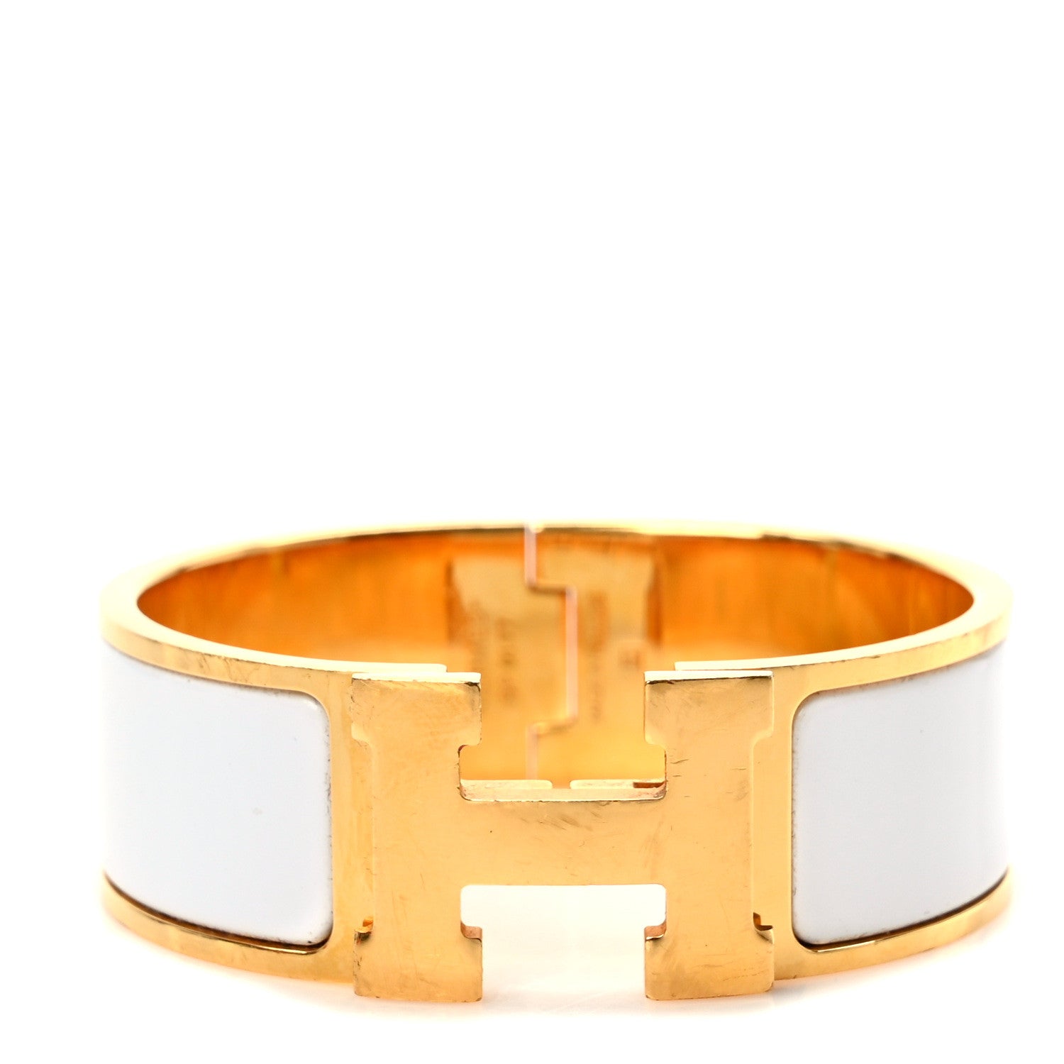 Hermes Enamel Wide Clic Clac H Bracelet GM White 1 of 5