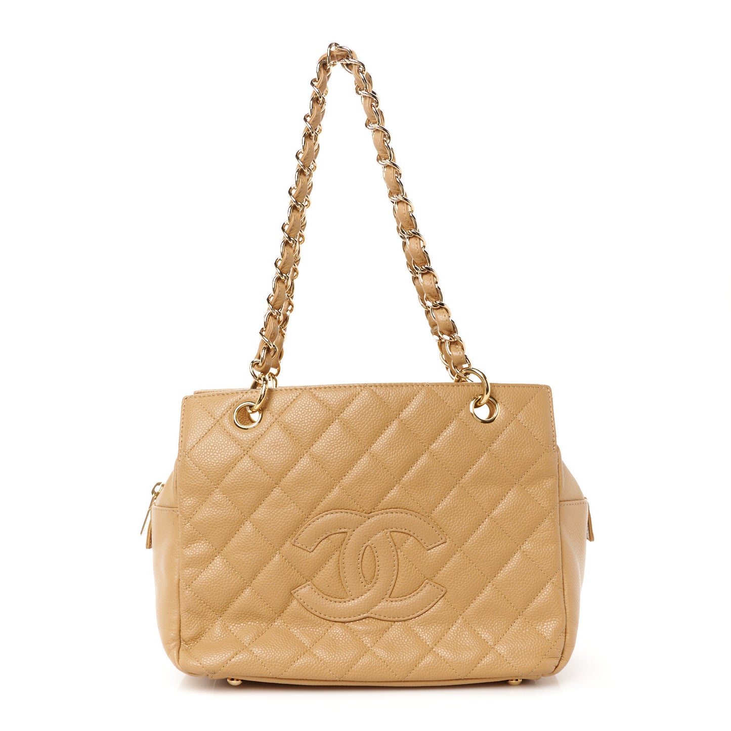 Caviar Quilted Petit Timeless Tote PTT Dark Beige