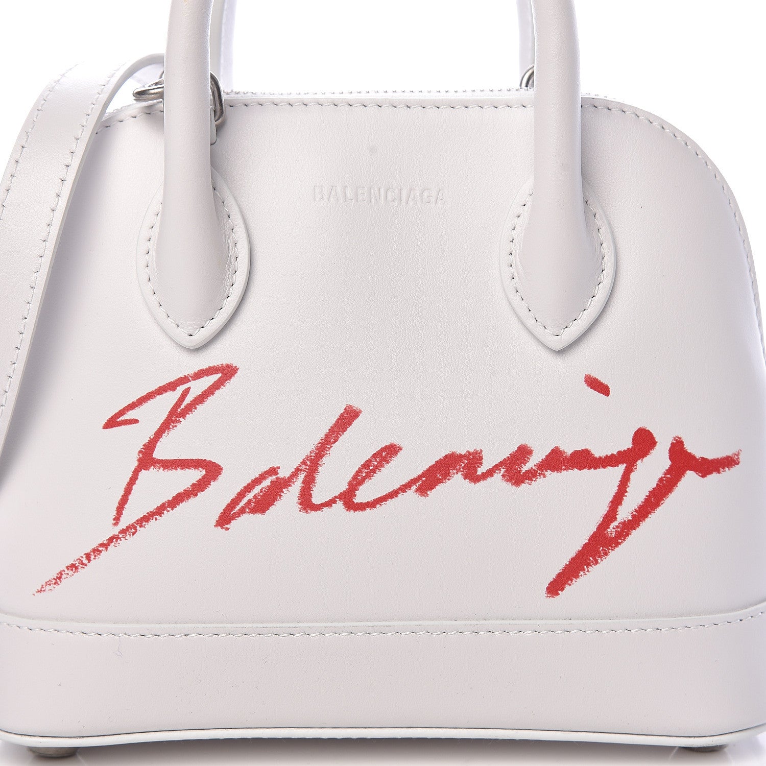 Balenciaga Calfskin Lipstick Logo XXS Ville Top Handle Bag White 7 of 10