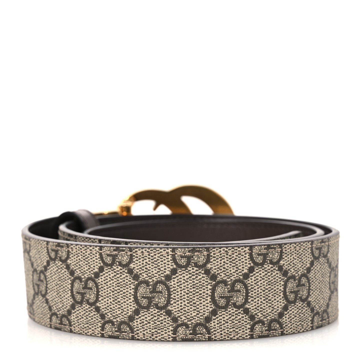 GG Supreme Monogram Plutone Calfskin Double G Reversible 37mm Belt 85 34 Beige Ebony New Acero