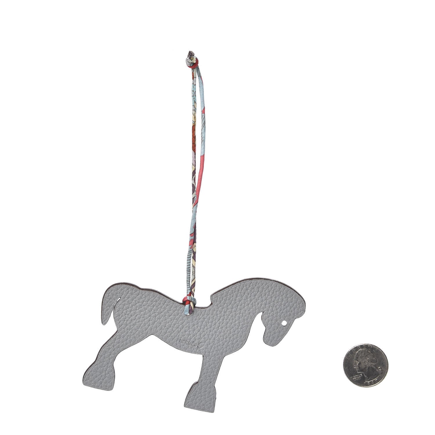 Hermes Epsom Togo Petit H Bag Charm Horse GM Gris Mouette 2 of 4