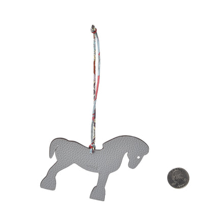 Hermes Epsom Togo Petit H Bag Charm Horse GM Gris Mouette 2 of 4