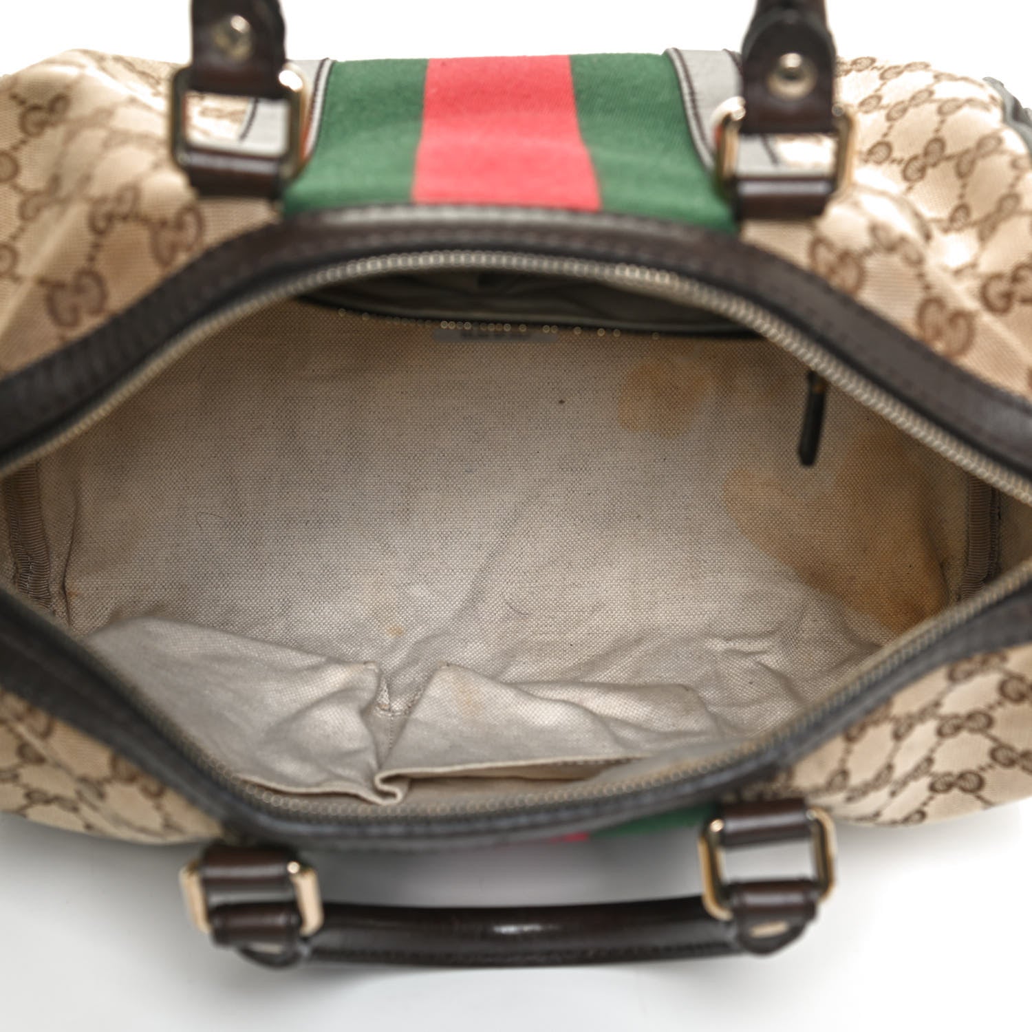 Gucci Monogram Vintage Web Medium Boston Dark Brown 5 of 16