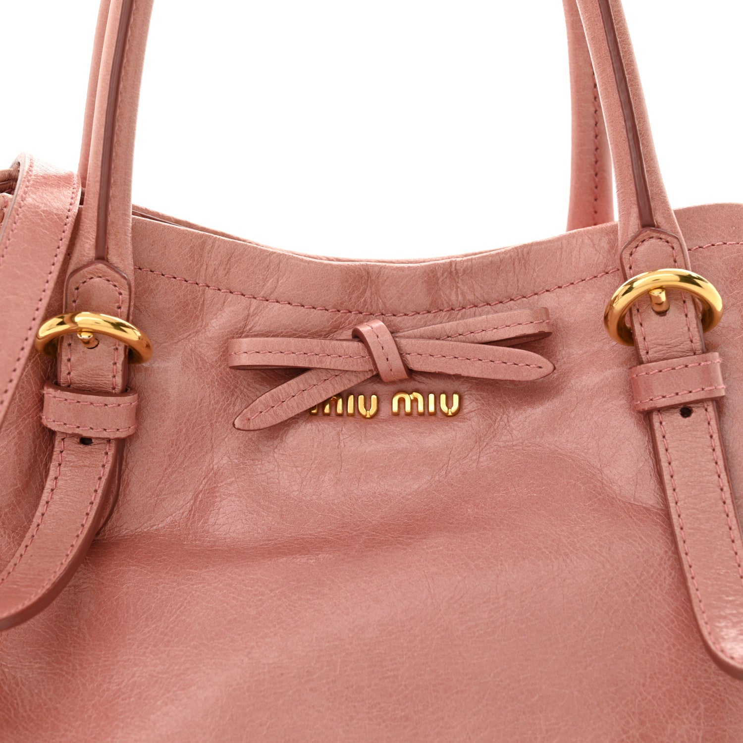Miu Miu Vitello Shine Small Bow Shopping Tote Loto 9 of 13