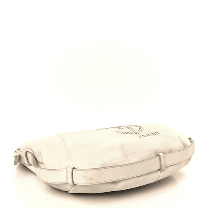 Saint Laurent Calfskin Horn Studded Logo Mombasa Hobo White 3 of 9