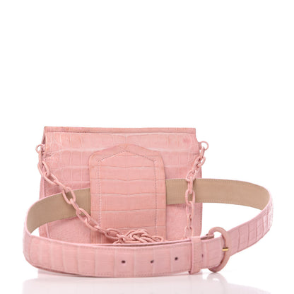 Nancy Gonzalez Crocodile Flap Belt Bag Pink 4 of 11