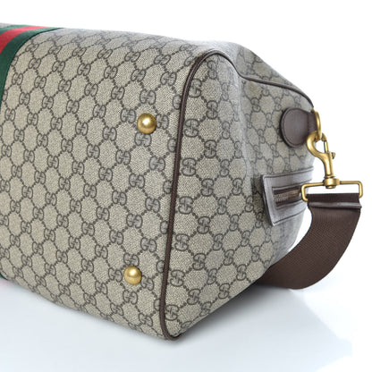 Gucci GG Supreme Monogram Textured Dollar Calfskin Web Medium Ophidia Carry-On Duffle Bag Beige Ebony New Acero 9 of 9