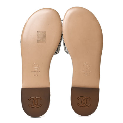 Chanel Cord CC Mules 38 Beige Black 7 of 12