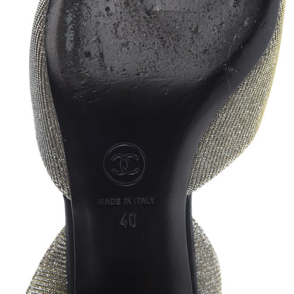 Chanel Glitter Grosgrain Cap Toe CC Slingback Pumps 40 Silver Black 8 of 10