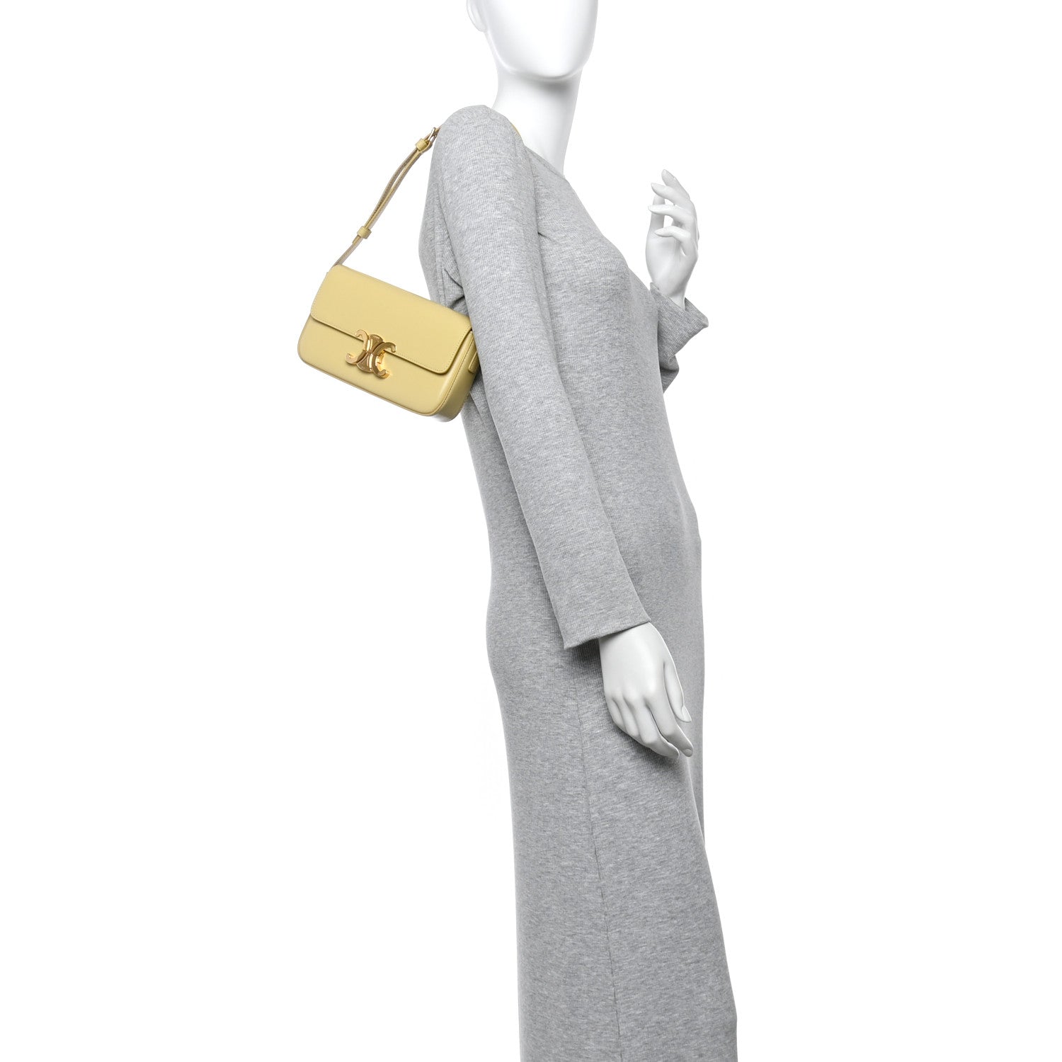 Celine Shiny Calfskin Triomphe Shoulder Bag Papyrus 2 of 12