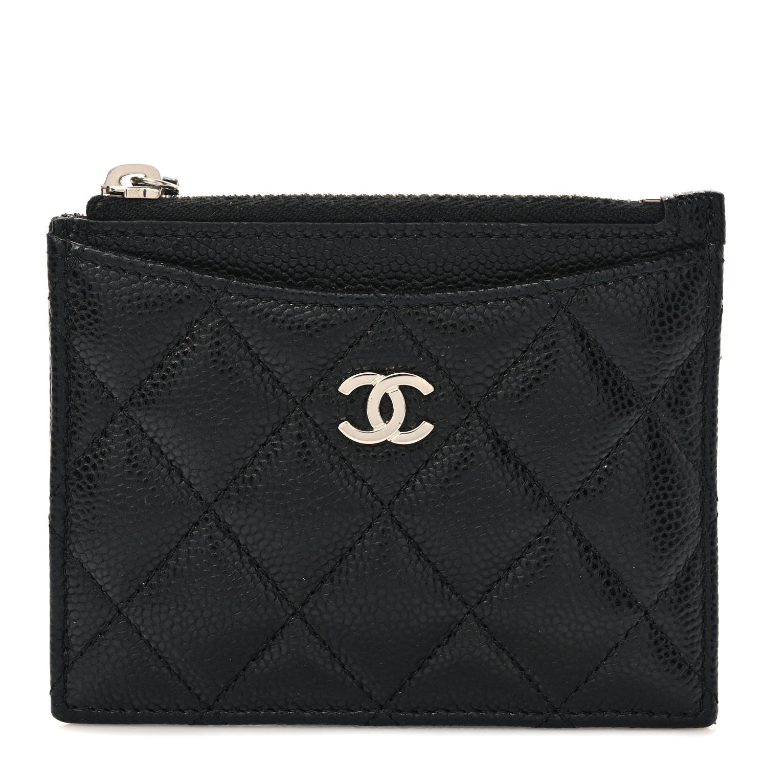 Chanel Caviar Quilted CC Zip Card Holder Black 1 of 6