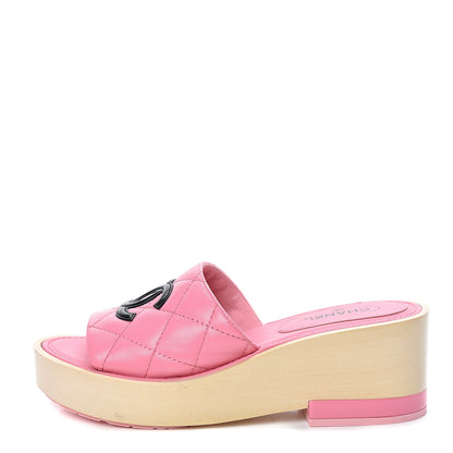 Chanel Lambskin CC Flat Slide Sandals 36 Pink 1 of 9