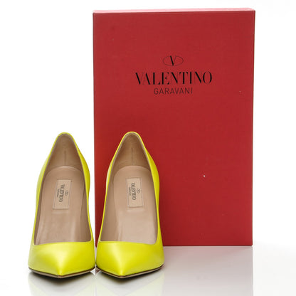 Valentino Garavani Matte Calfskin Rockstud New Plain 100mm Pumps 37 Yellow 13 of 13
