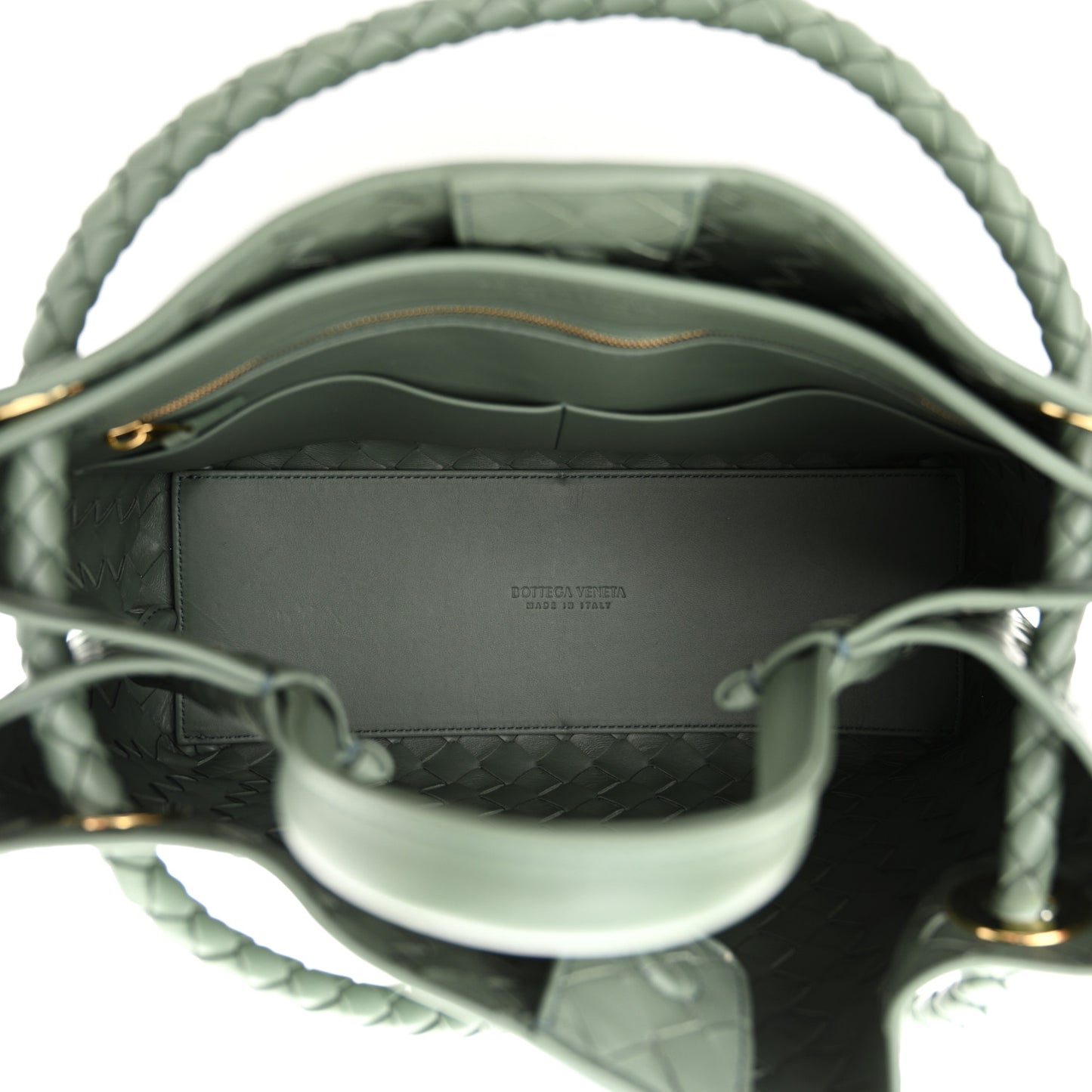 Nappa Intrecciato Medium Andiamo Shoulder Bag Aloe