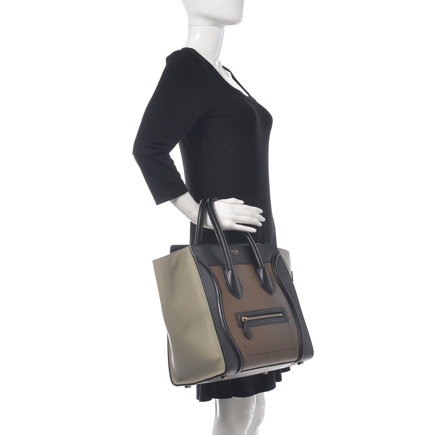 Satin Calfskin Mini Tri-Color Luggage Dark Grey