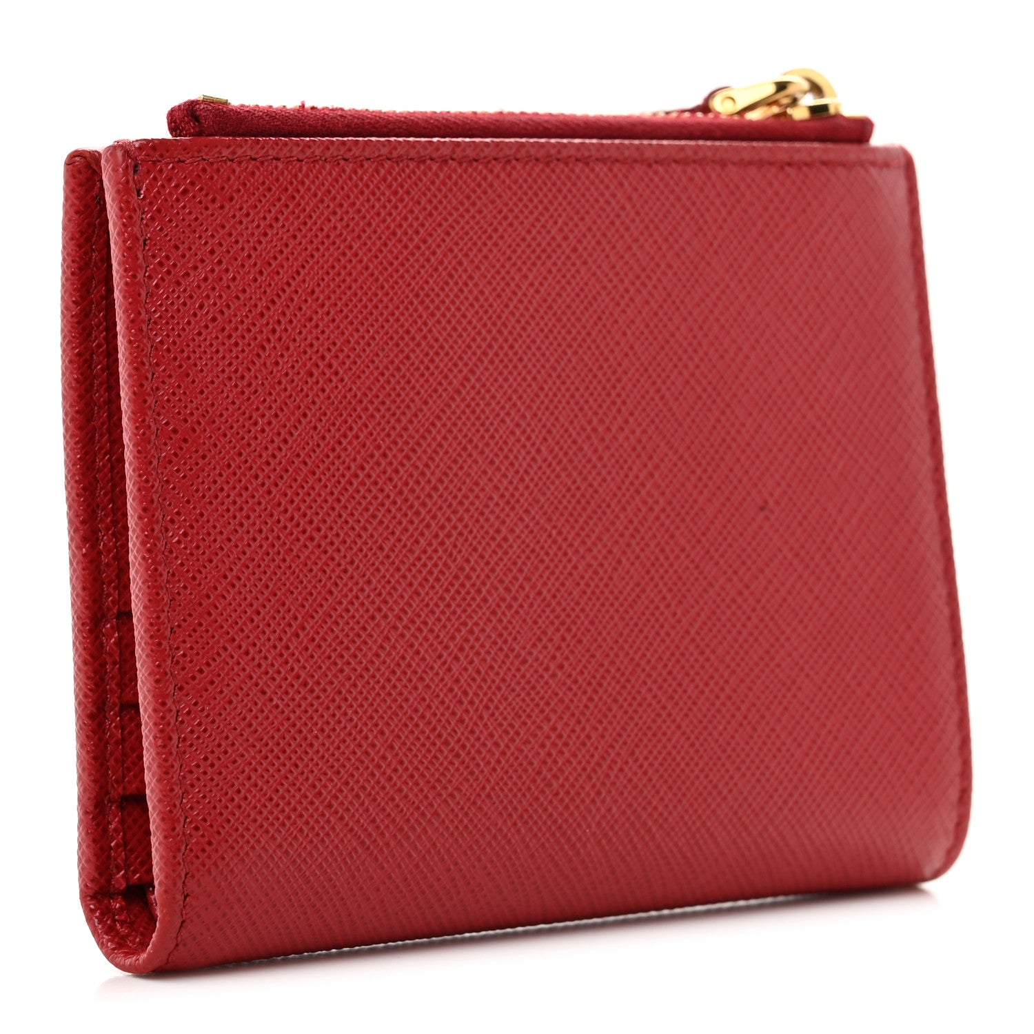 Prada Saffiano Zip Top Compact Wallet Fuoco 3 of 6