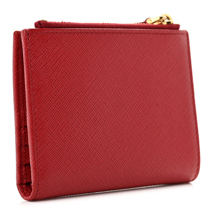 Prada Saffiano Zip Top Compact Wallet Fuoco 3 of 6
