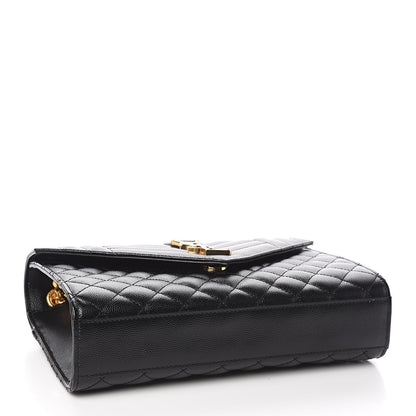 Saint Laurent Grain De Poudre Textured Mixed Matelasse Triquilt Medium Monogram Satchel Black 4 of 10