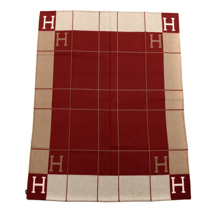 Hermes Wool Cashmere Avalon III Blanket Ecru Rouge H 1 of 3