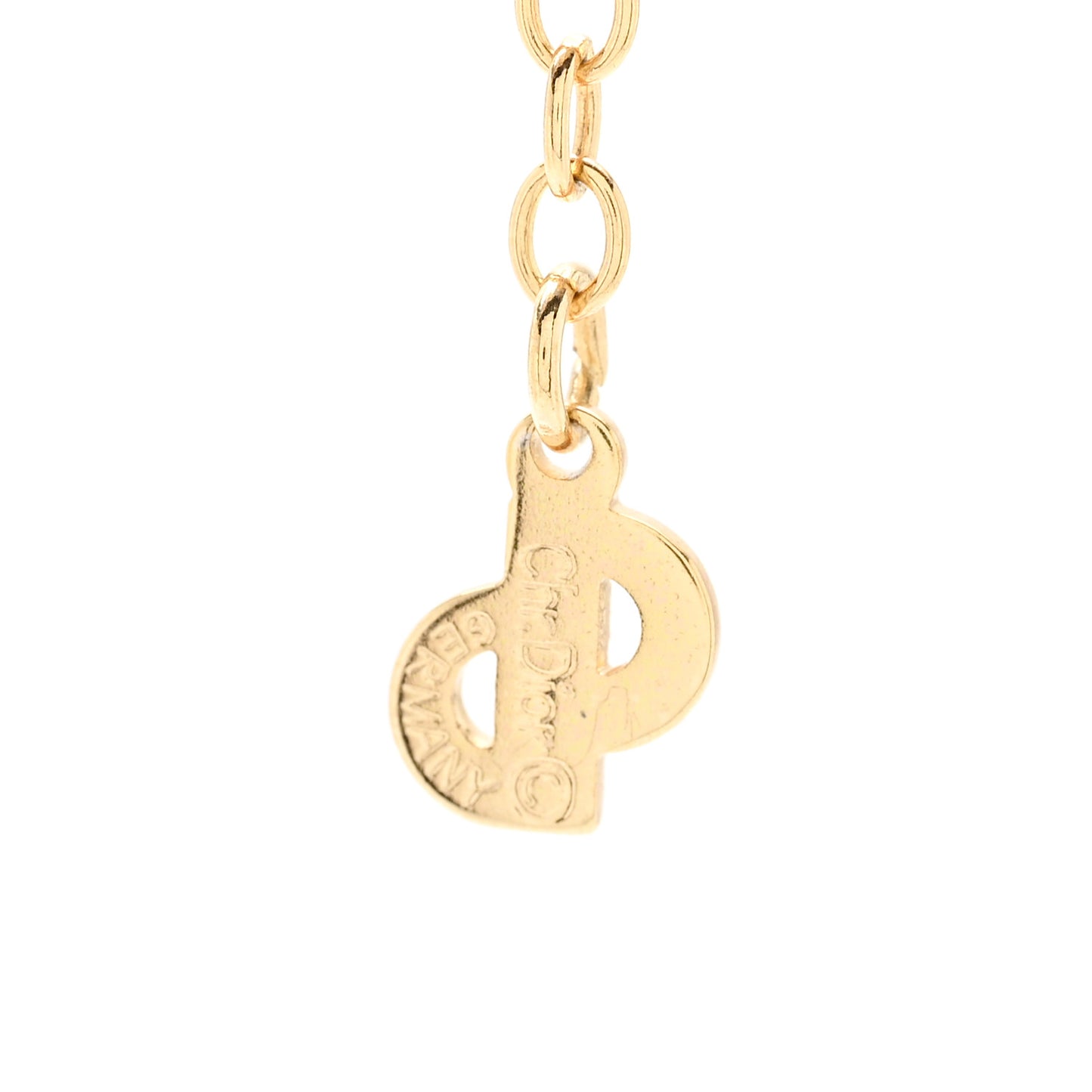 Metal Crystal Enamel CD Necklace Gold Black