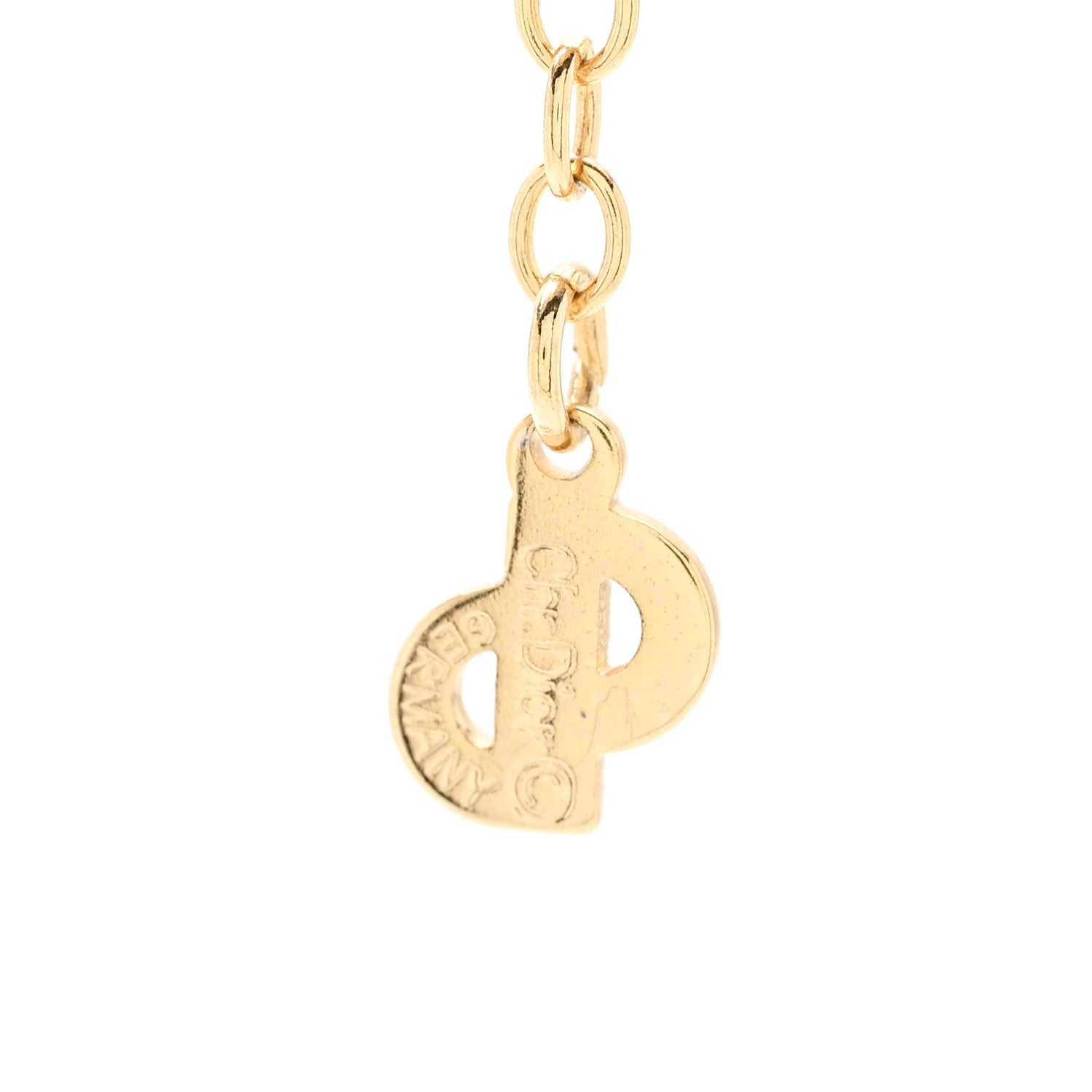 Christian Dior Metal Crystal Enamel CD Necklace Gold Black 6 of 6