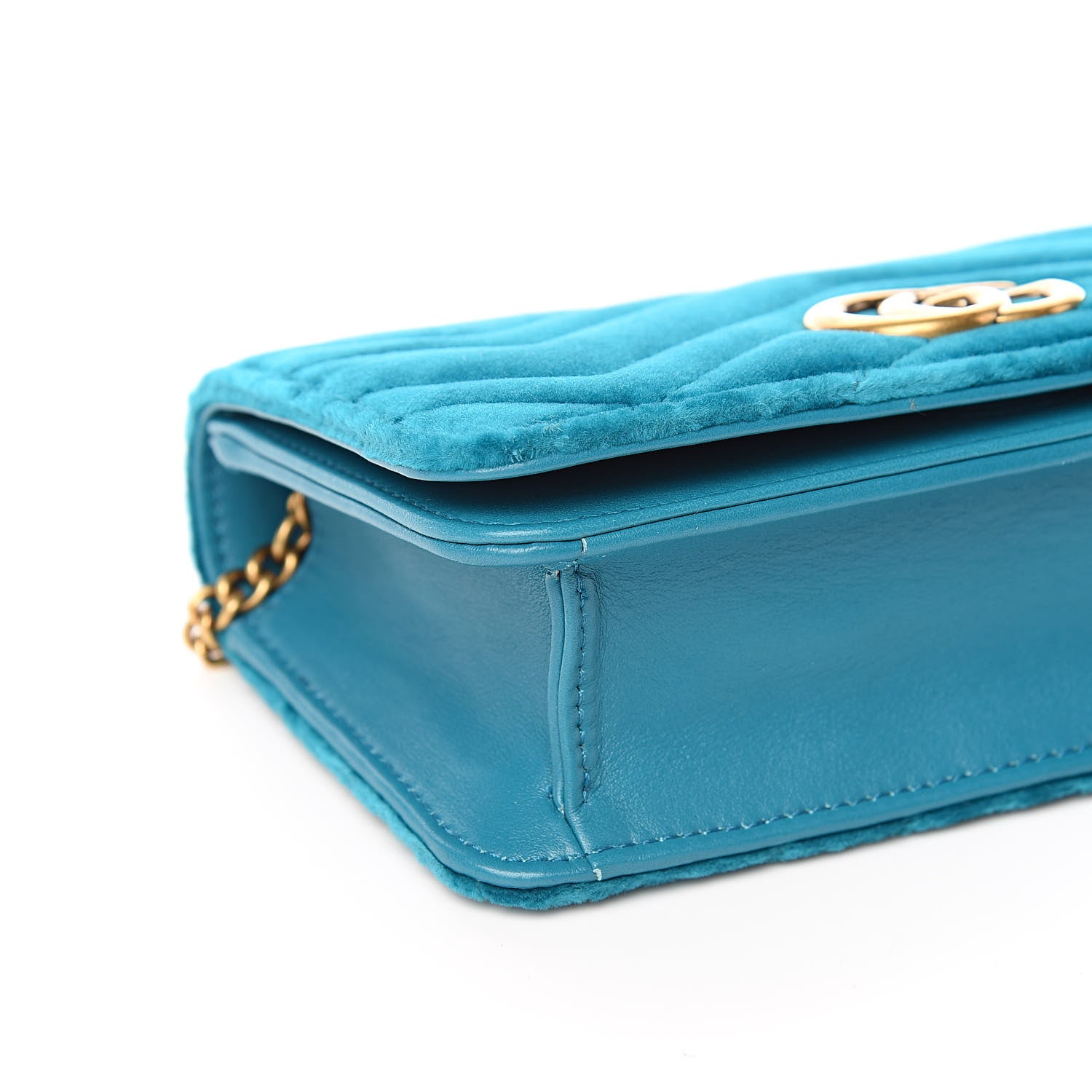 Gucci Velvet Matelasse GG Marmont Mini Bag Pavone Cyan 7 of 10