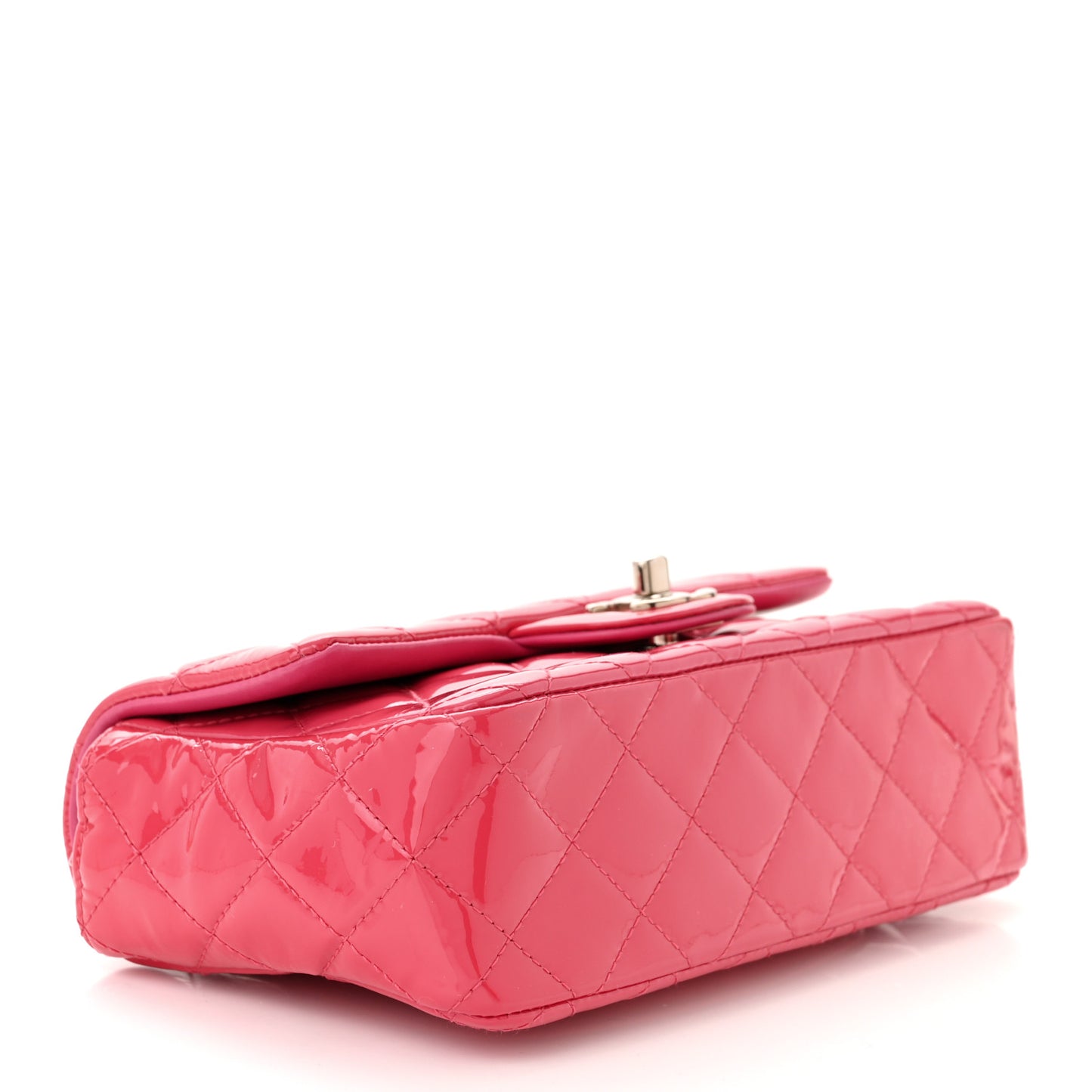 Patent Calfskin Quilted Mini Rectangular Flap Pink
