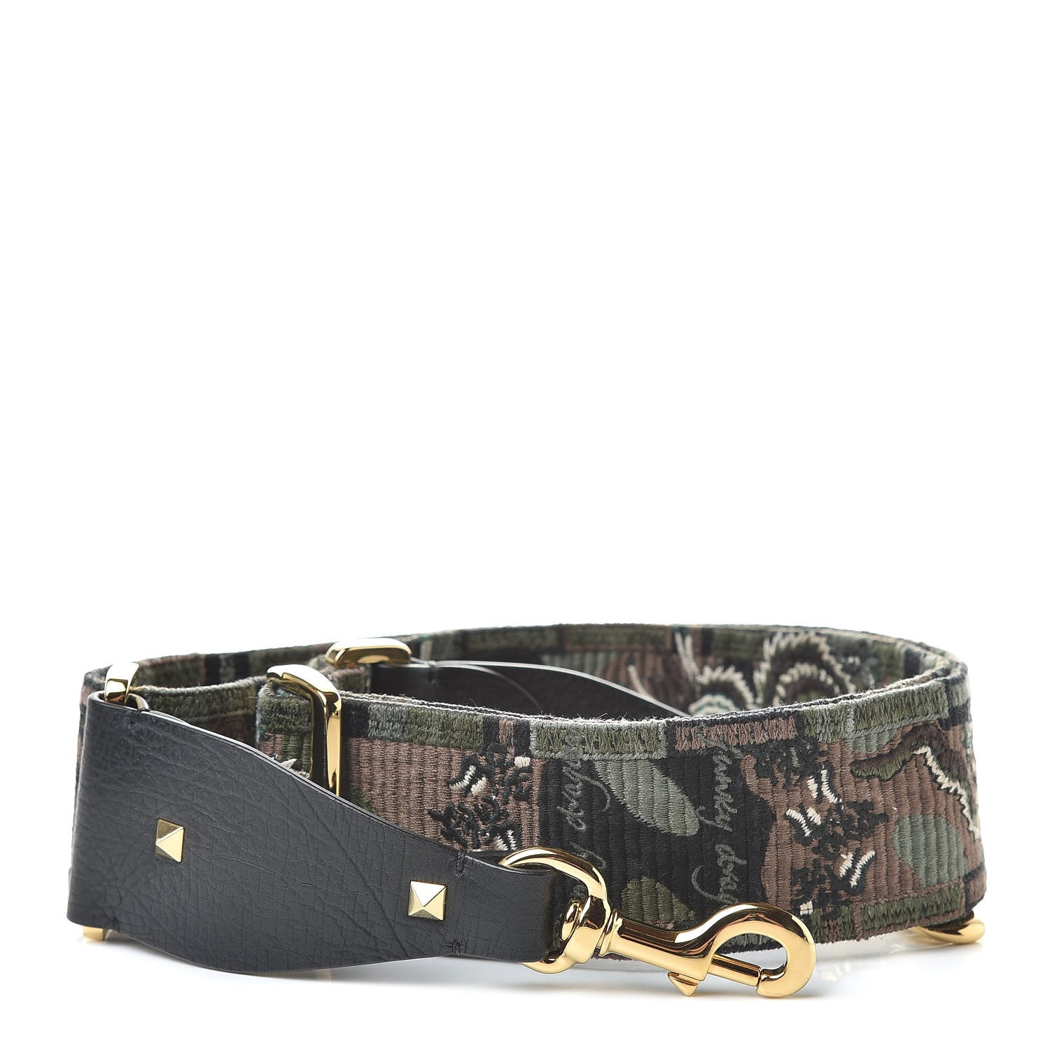Valentino Garavani Canvas Camouflage Dragon Rockstud Guitar Strap 1 of 4