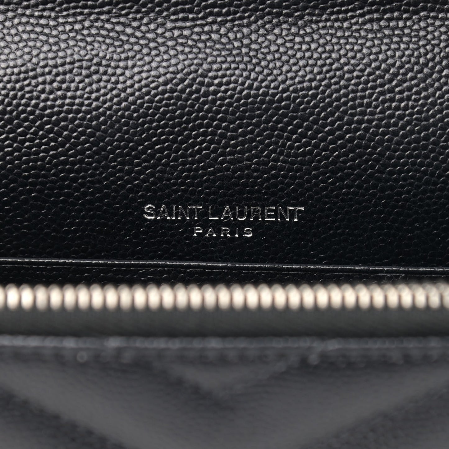 Grain De Poudre Matelasse Chevron Monogram Envelope Chain Wallet Black