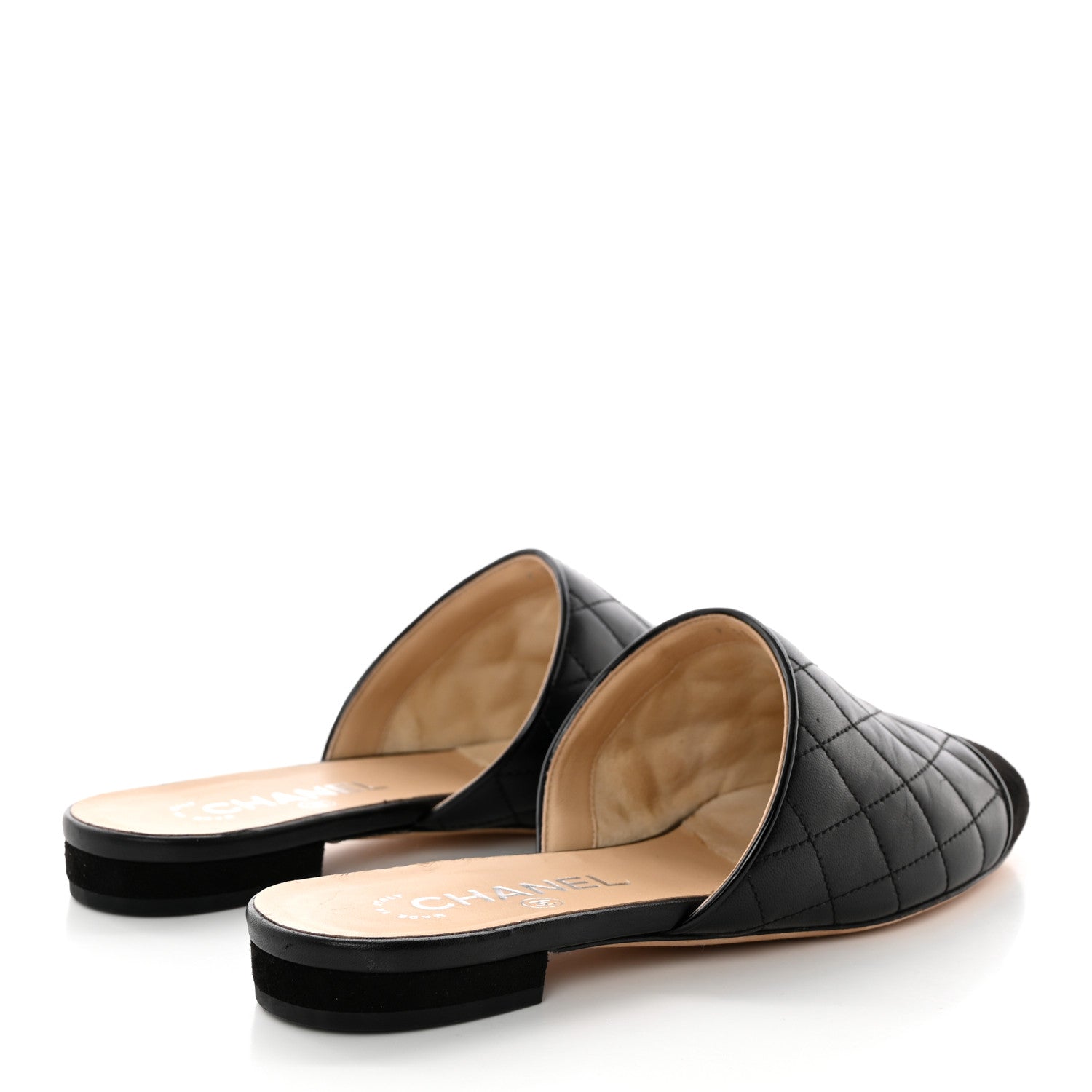 Chanel Lambskin Kid Suede Quilted Mules 37.5 Black 4 of 12