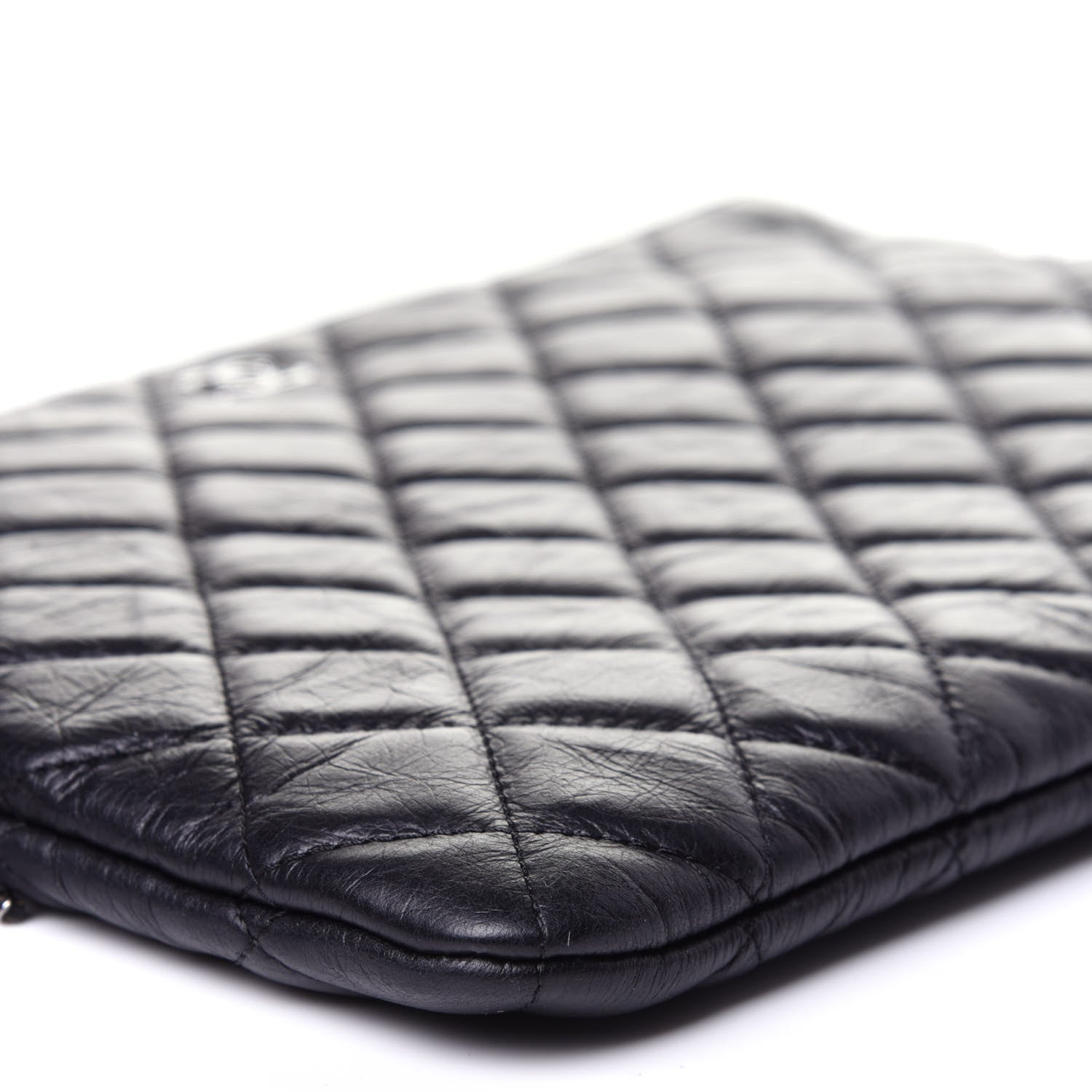 Chanel Aged Calfskin Quilted Medium Tassel Cosmetic Case Black 8 of 11