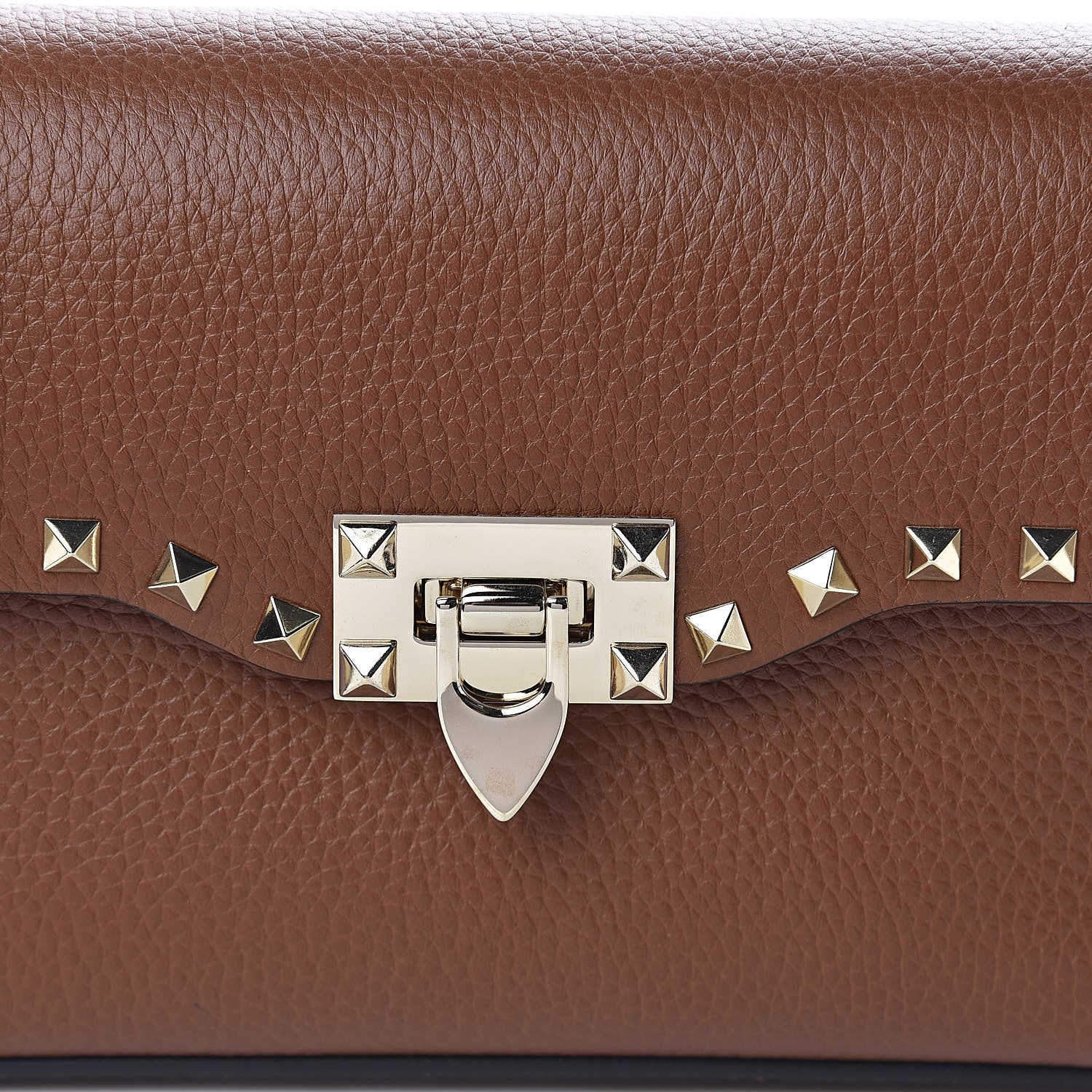 Valentino Garavani Pebbled Calfskin Medium Rockstud Flip Lock Crossbody Bag Bright Cognac 9 of 9
