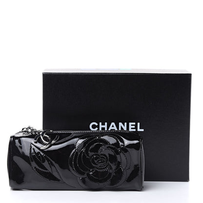 Chanel Patent Camellia Cosmetic Pouch Black 11 of 11