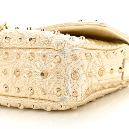 Versace Metallic Nappa Barocco Quilted Studded Calliope Vanitas Shoulder Bag Gold 9 of 9