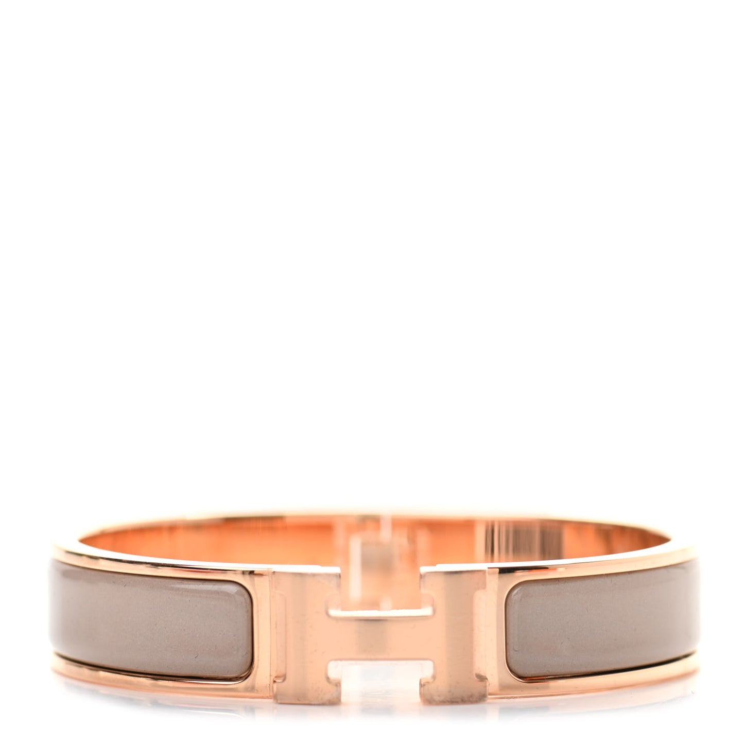 Enamel Narrow Clic Clac H Bracelet PM Marron Glace