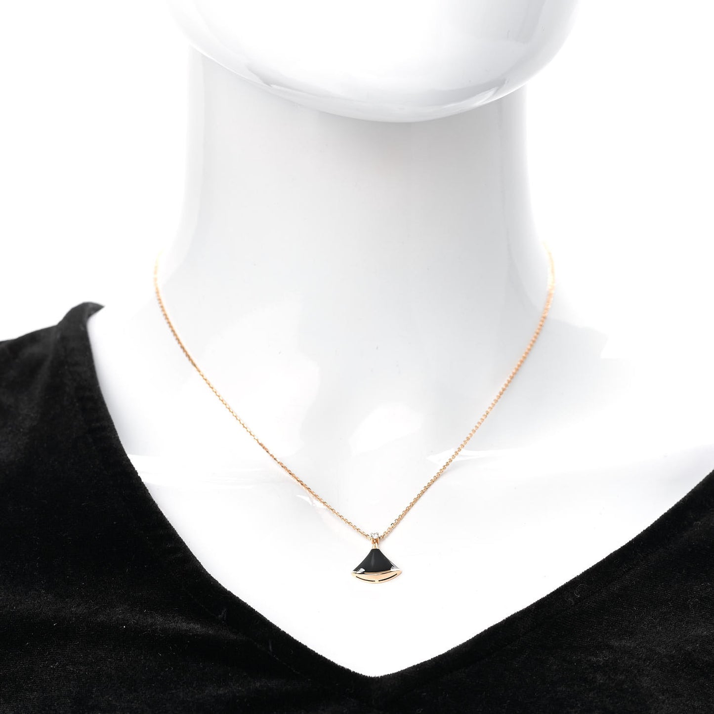 18K Rose Gold Diamond Black Onyx Divas' Dream Pendant Necklace
