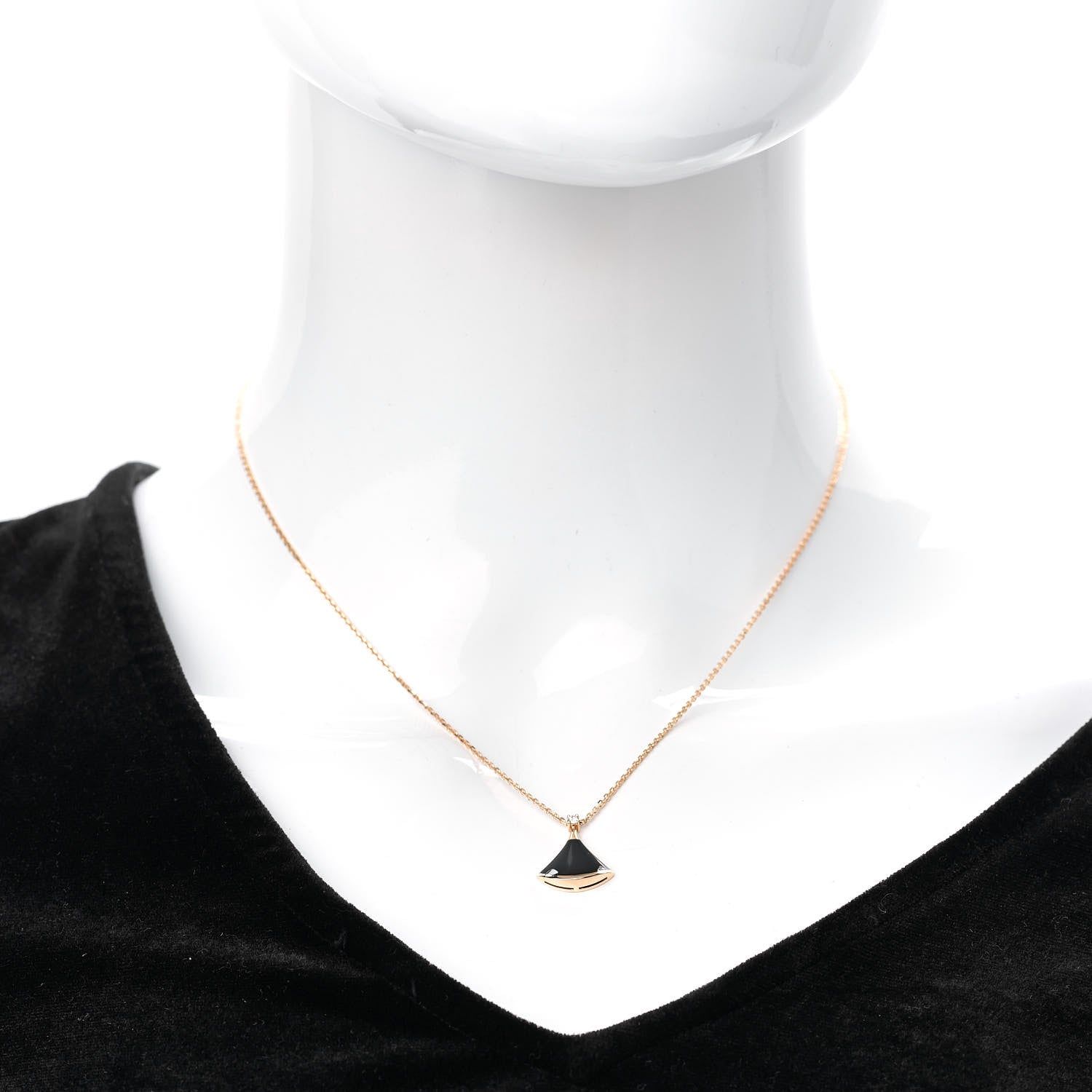 Bulgari 18K Rose Gold Diamond Black Onyx Divas' Dream Pendant Necklace 2 of 5