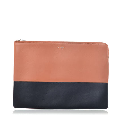Celine Lambskin Bi-Color Solo Clutch Pouch Terracotta Navy 1 of 8