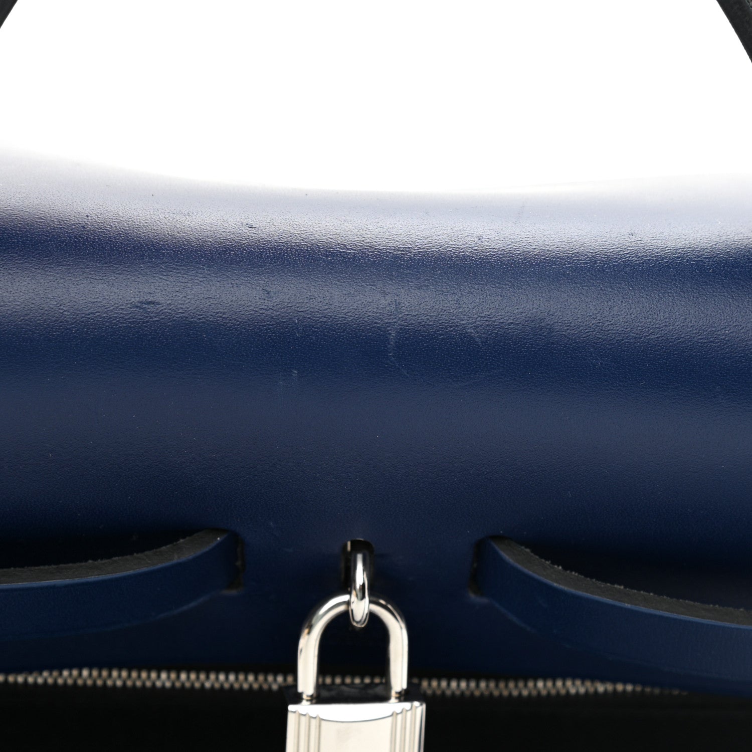 Hermes Vache Hunter Toile Herbag Zip 31 PM Bleu Saphir Black 14 of 17