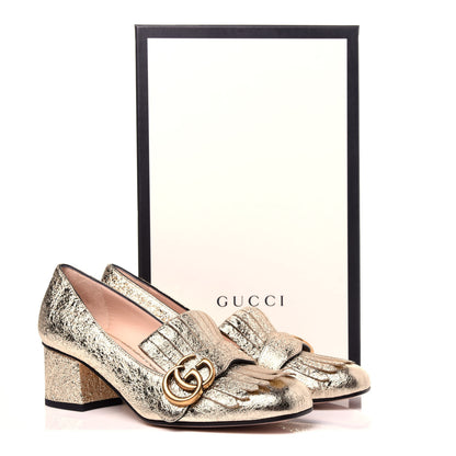 Gucci Galassia GG Marmont Fringe 50mm Loafer Pumps 36.5 Platino 12 of 12