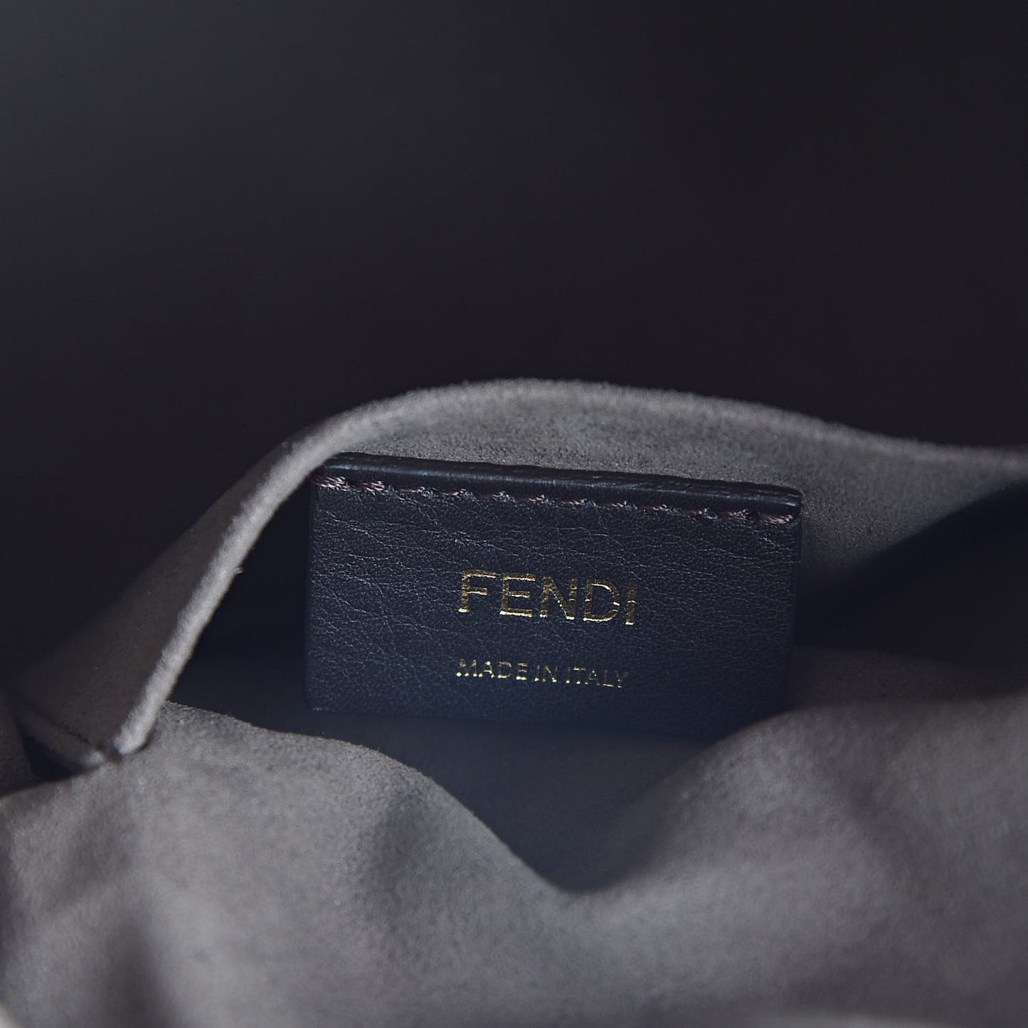 Glazed Fabric Vitello Grace F is Fendi FF 1974 Stamp Patch Grande Mon Tresor Bucket Bag Mogano Panna Black