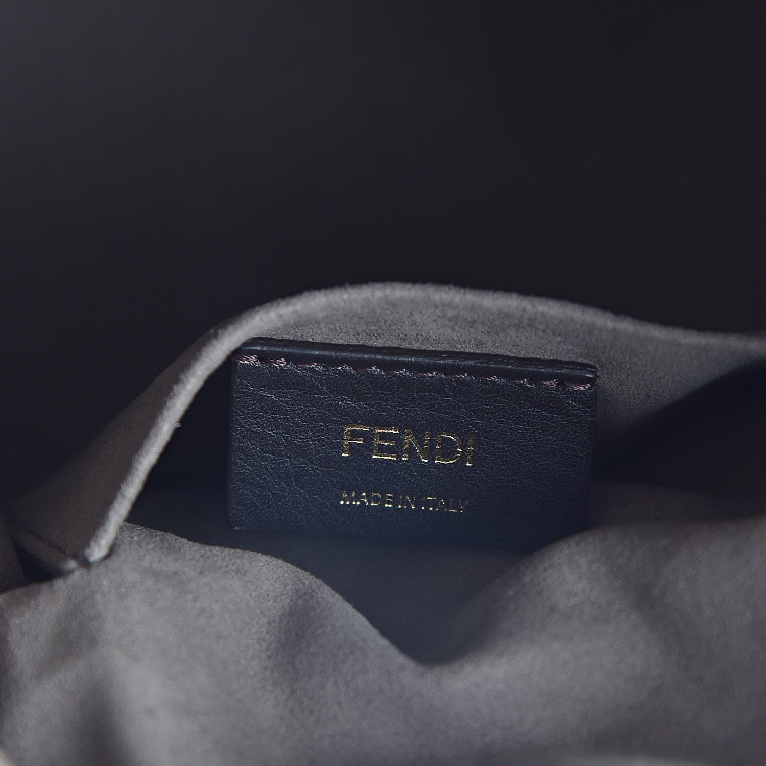 Fendi Glazed Fabric Vitello Grace F is Fendi FF 1974 Stamp Patch Grande Mon Tresor Bucket Bag Mogano Panna Black 6 of 11