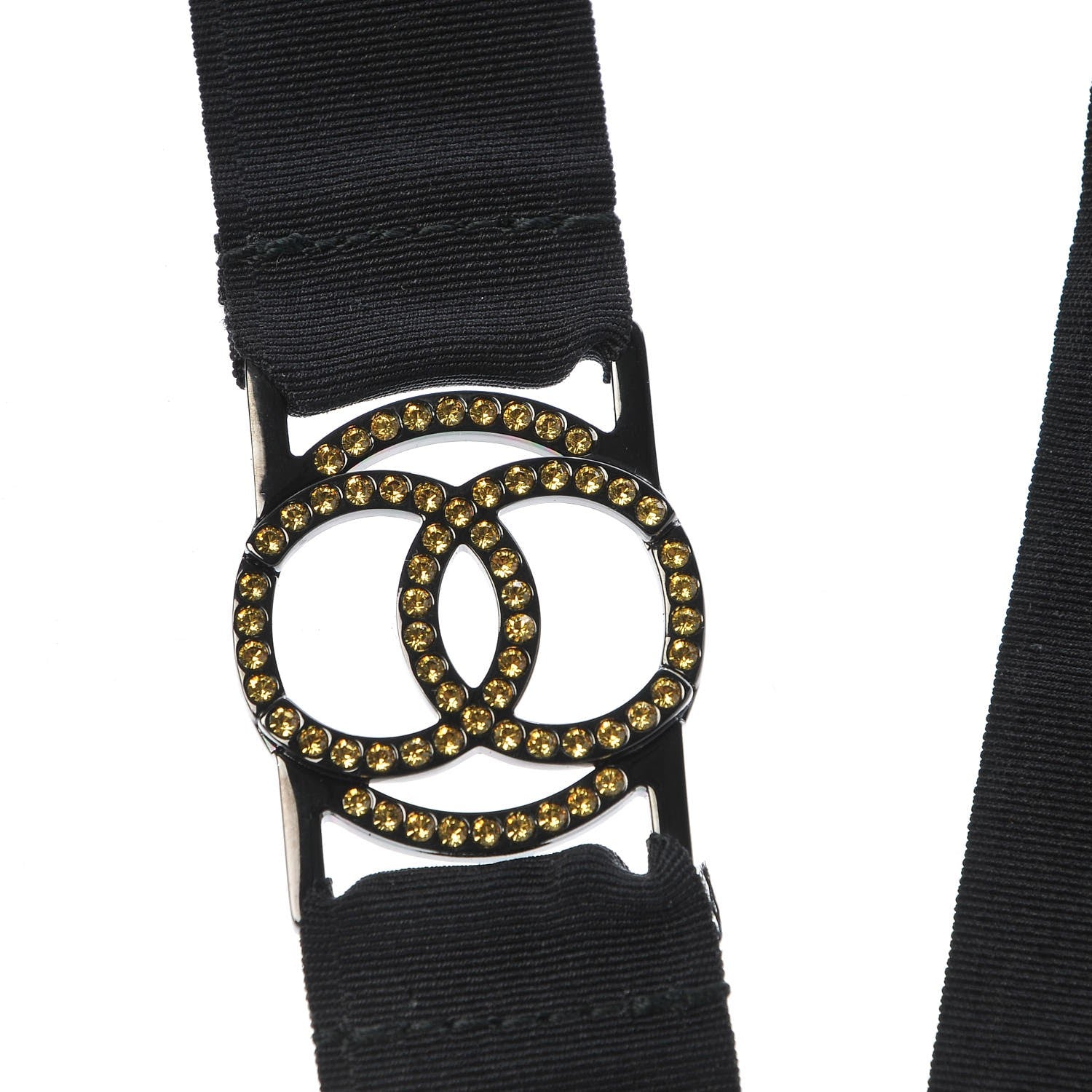Chanel Crystal CC Lanyard Necklace Black Yellow Ruthenium 4 of 5